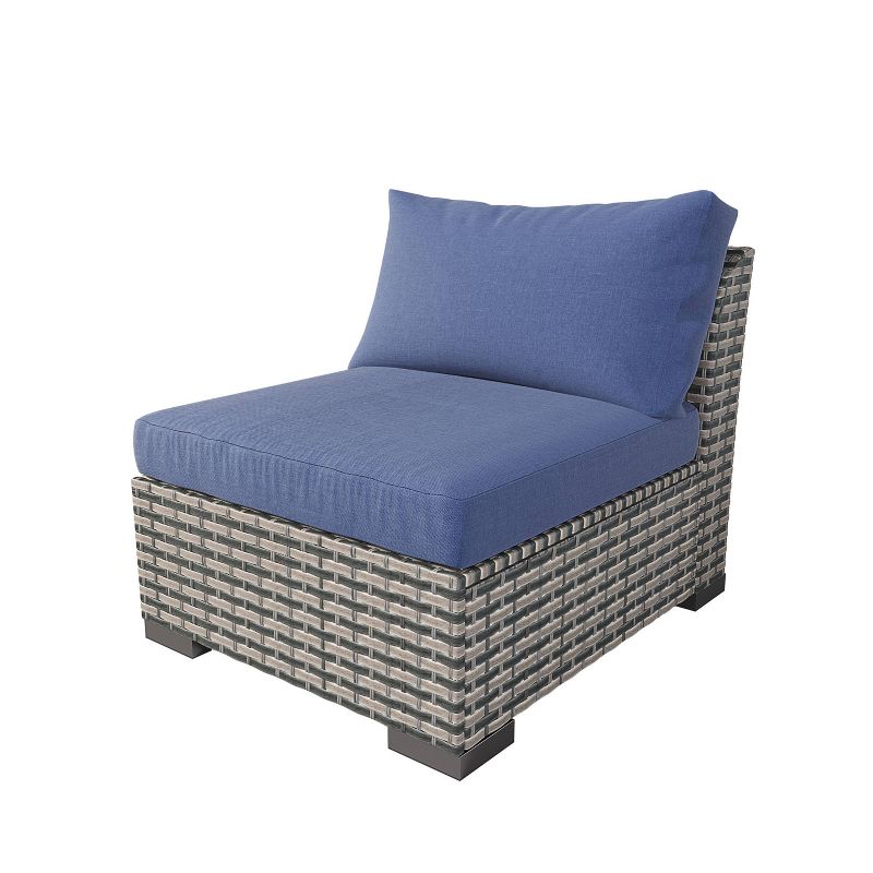 Nolin 7pc Sectional Weathered Brown Frame Sunbrella Spectrum Denim Fabric - La-Z-Boy