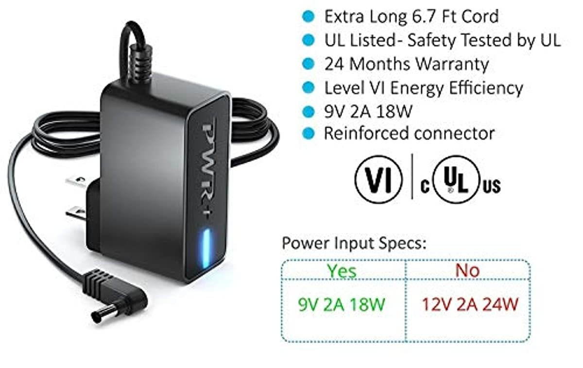 Pwr AD24ES Power Adapter for Brother P-Touch Label Makers - UL Listed Power Supply Charger with 6.7 Ft Extra Long Power Cord AD24 AD24ESA AD24A PT-D200 PT-D210 PT-1280 PT-1290 PT-1880 PT-2730