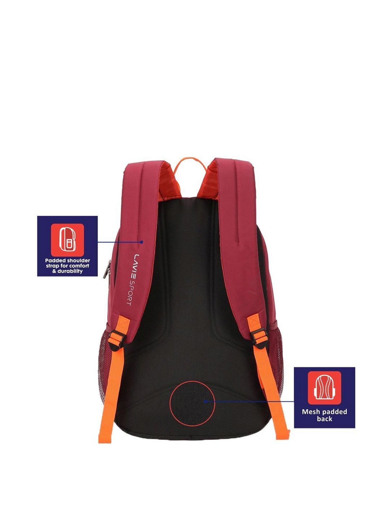 Lavie Sport Charge Maroon Polyester Medium Backpack