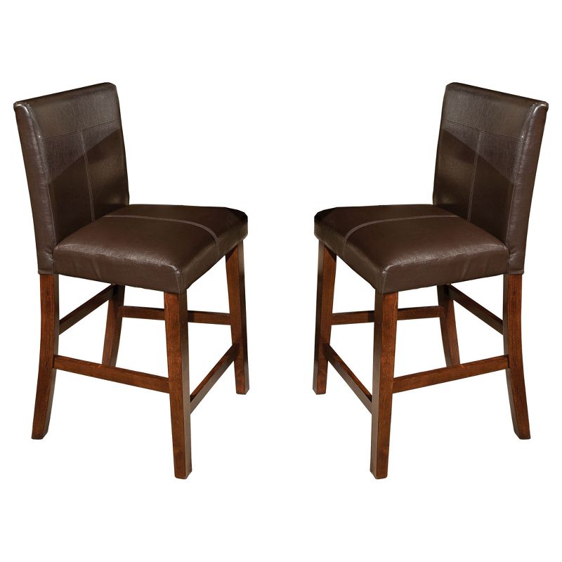 Set of 2 24" Kona Parsons Counter Height Barstools with Faux Leather Seat Dark Raisin Finish - Intercon
