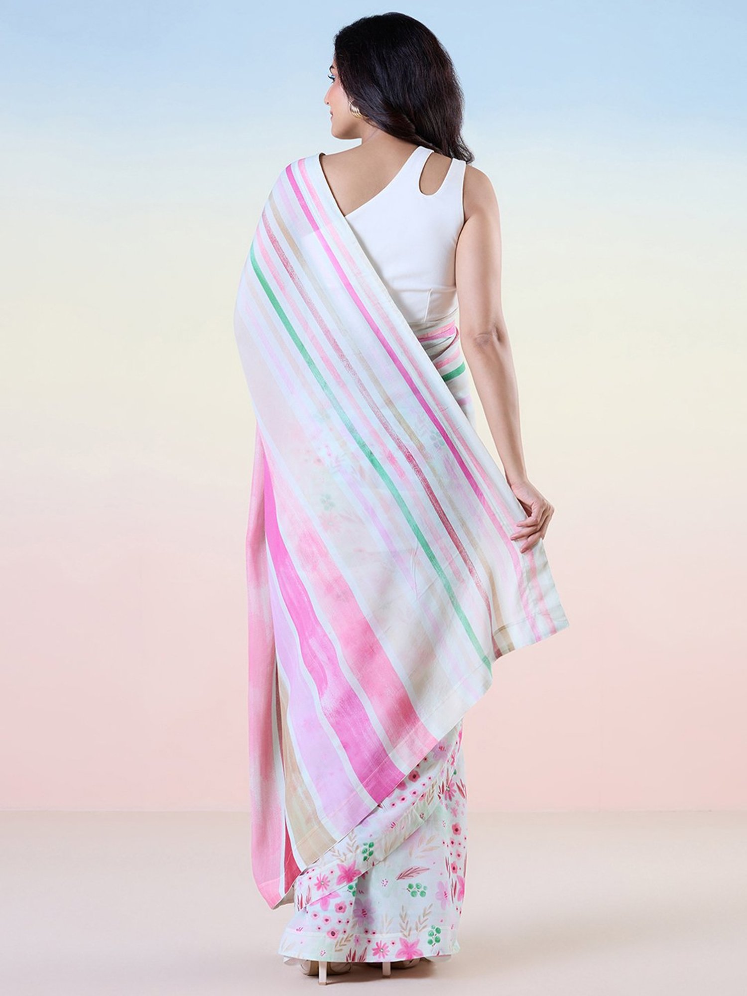 navyasa by liva Multicolored Printed Saree With Unstitched Blouse