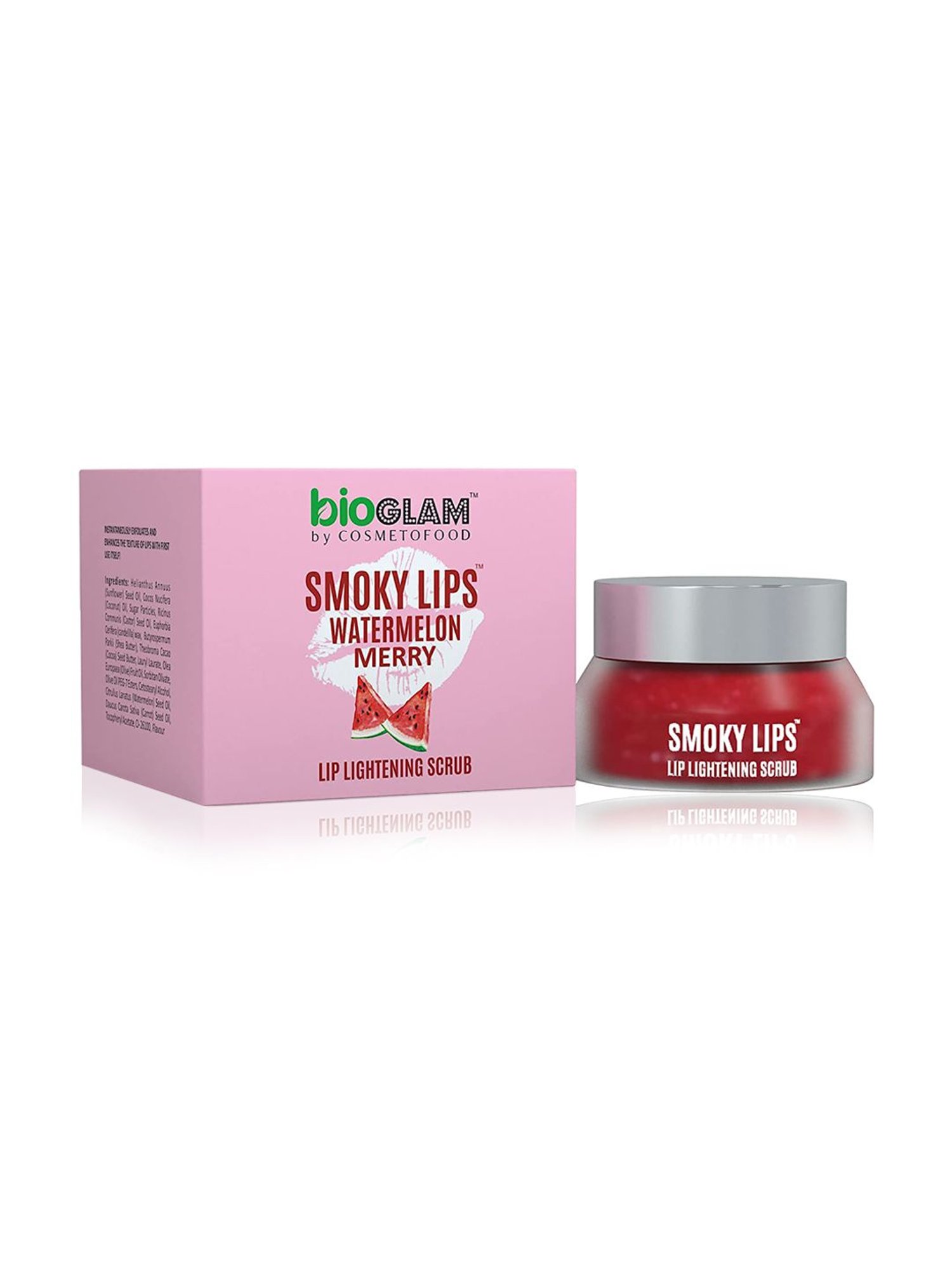 Cosmetofood Bioglam Smoky Lips Watermelon Merry Lip Lightening Scrub For Perfect Lip Colour - 15 gm