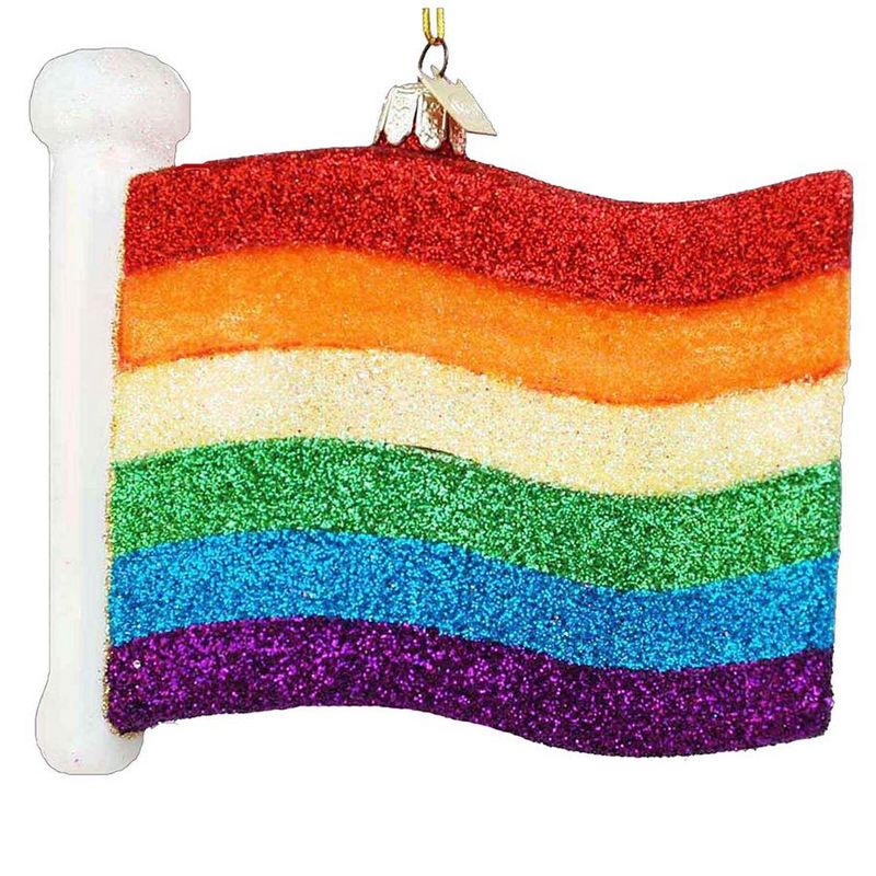 Noble Gems 3.75" Gay Pride Flag Ornament Rainbow Stripes  -  Tree Ornaments