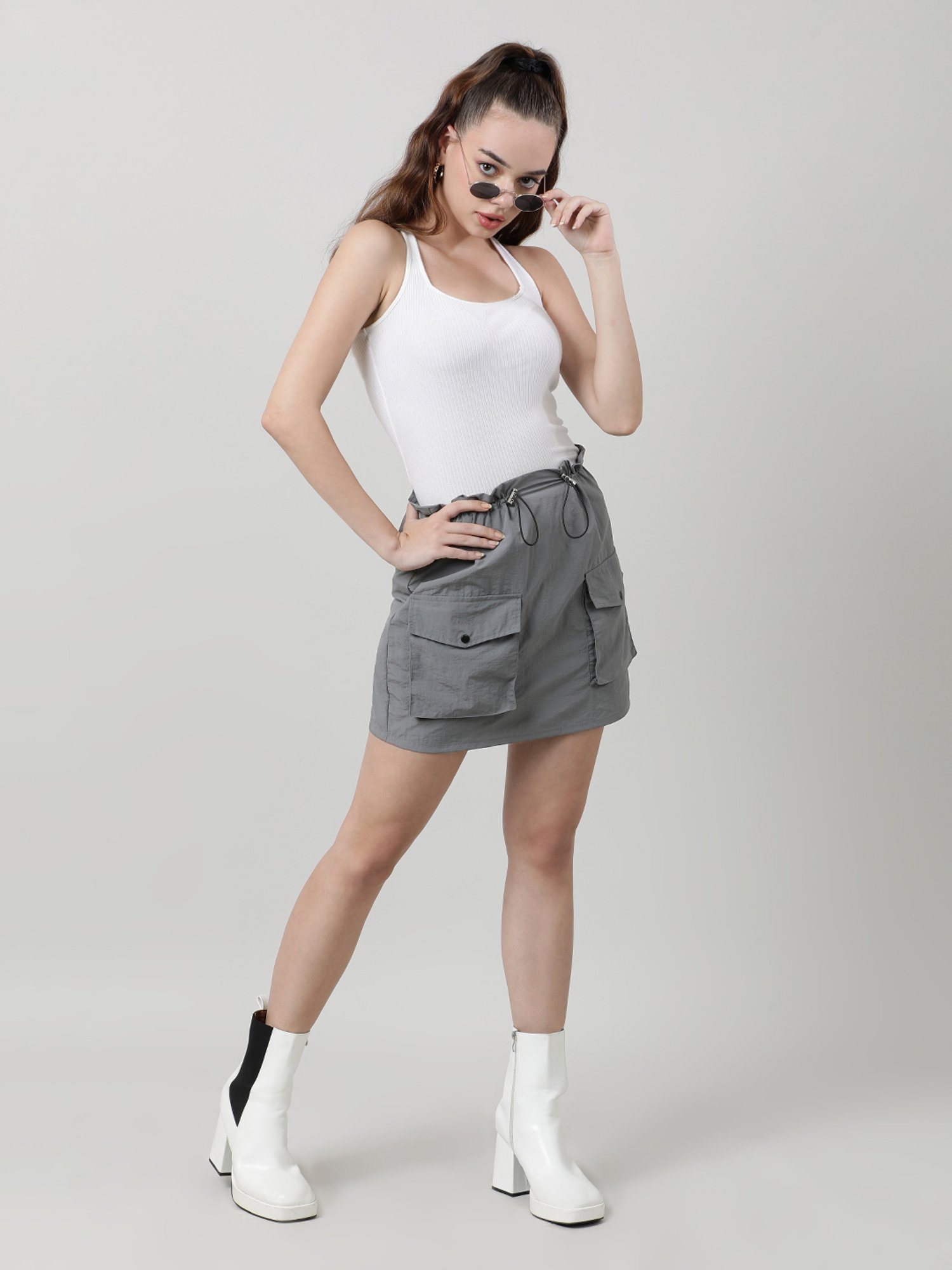 Bene Kleed Light Grey Mini Skirt