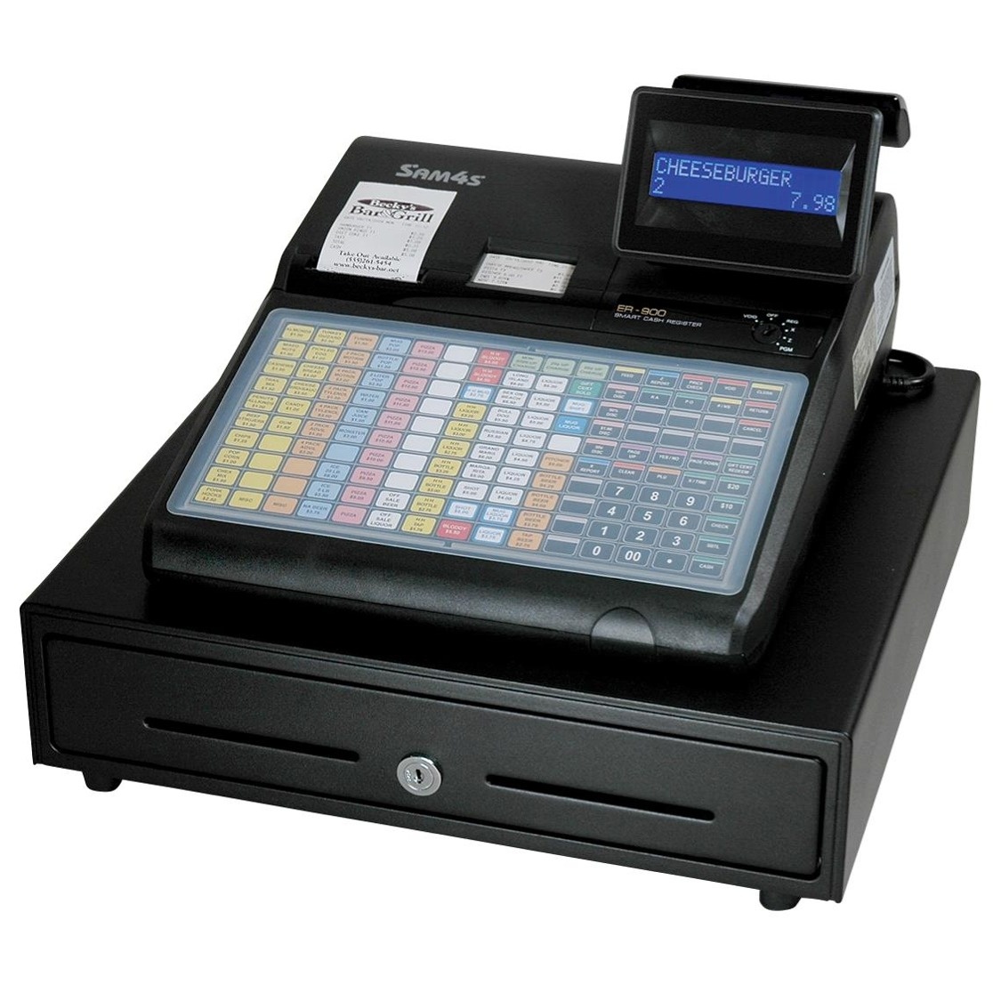 Sam4s ER-940 Multi-Use Electronic Cash Register, Flat-Key Flat, Spill-Resistant Keyboard, Receipt and Journal Printers, for Food Service