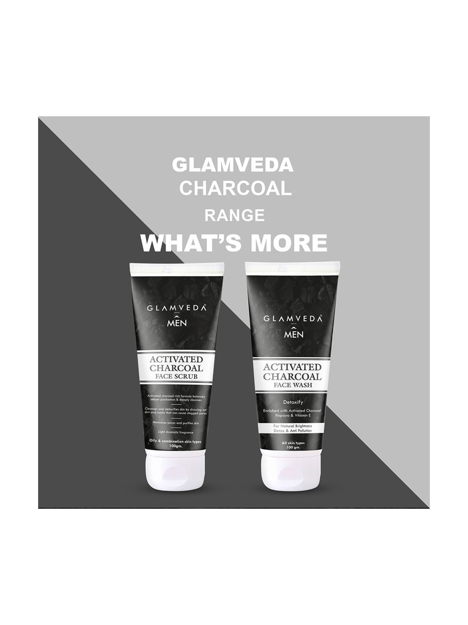 Glamveda Men Activated Charcoal Clay Mask - 100 gm