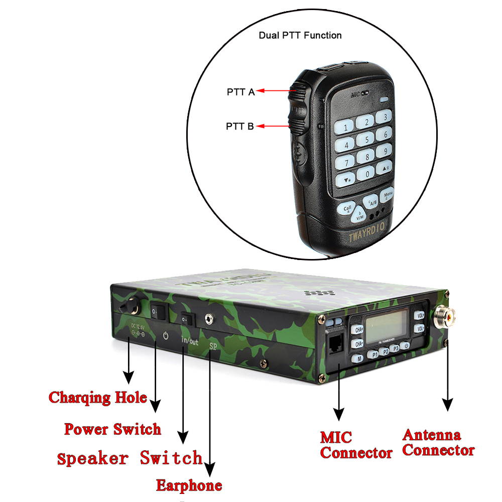 HYS TC-B25W 25W Dual Band VHF/UHF 136-174/400-470MHz Backpackable Two Way Radio Mobile Transceiver Amateur Ham Radio with 12000mAh Battery