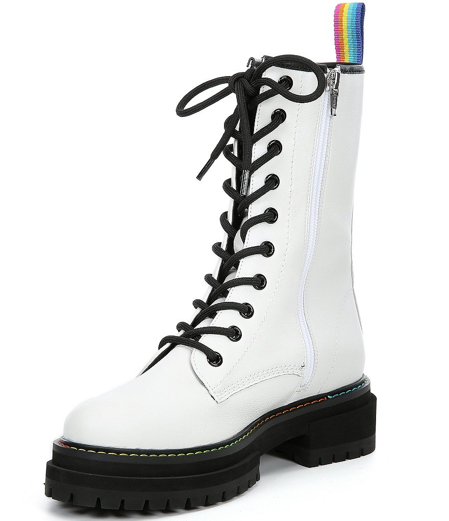 Kurt Geiger London Birdie High Leather Lace-Up Combat Boots