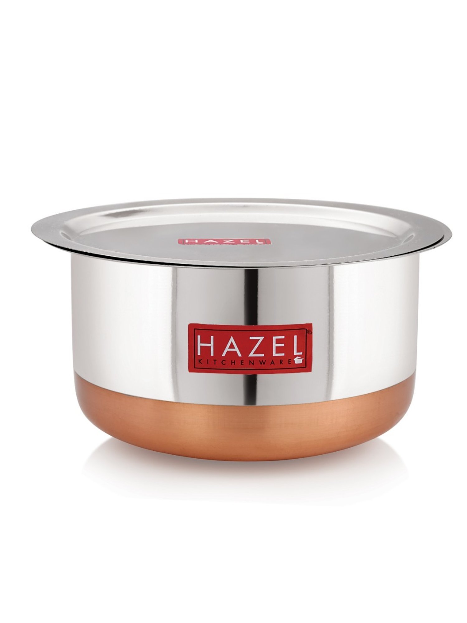 HAZEL Silver Stainless Steel Copper Bottom Tope with Lid (6.5 L)
