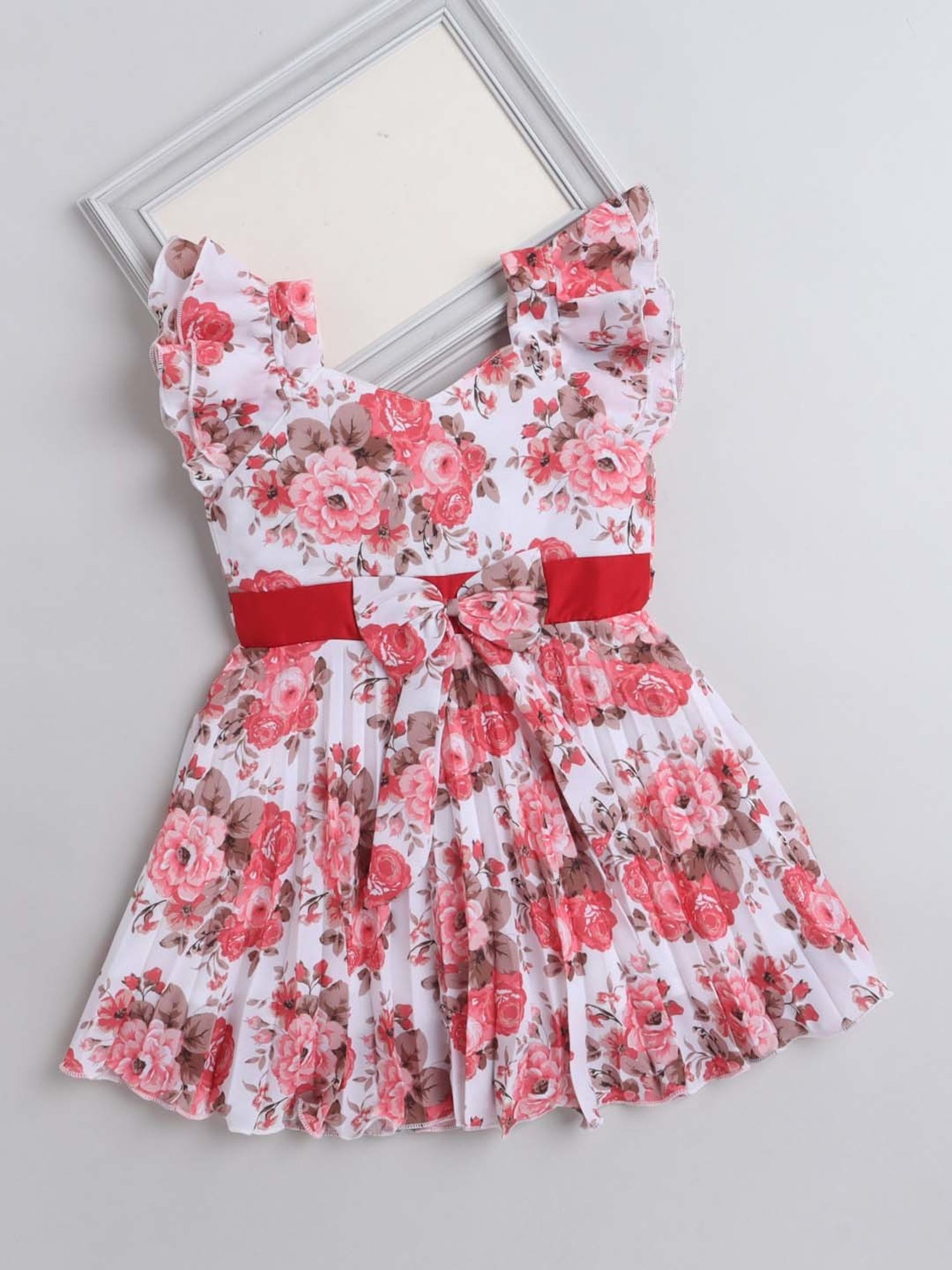 The Magic Wand Kids Off-White & Pink Floral Print Dress
