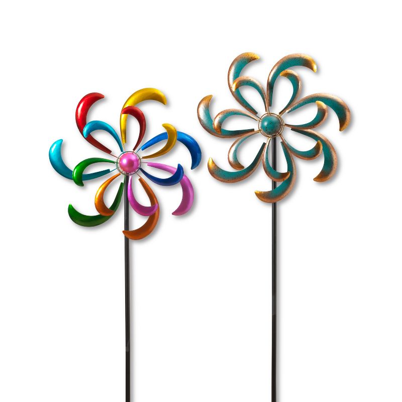 GIL S/2 81.8"H Multicolor Metal Wind spinner Stakes