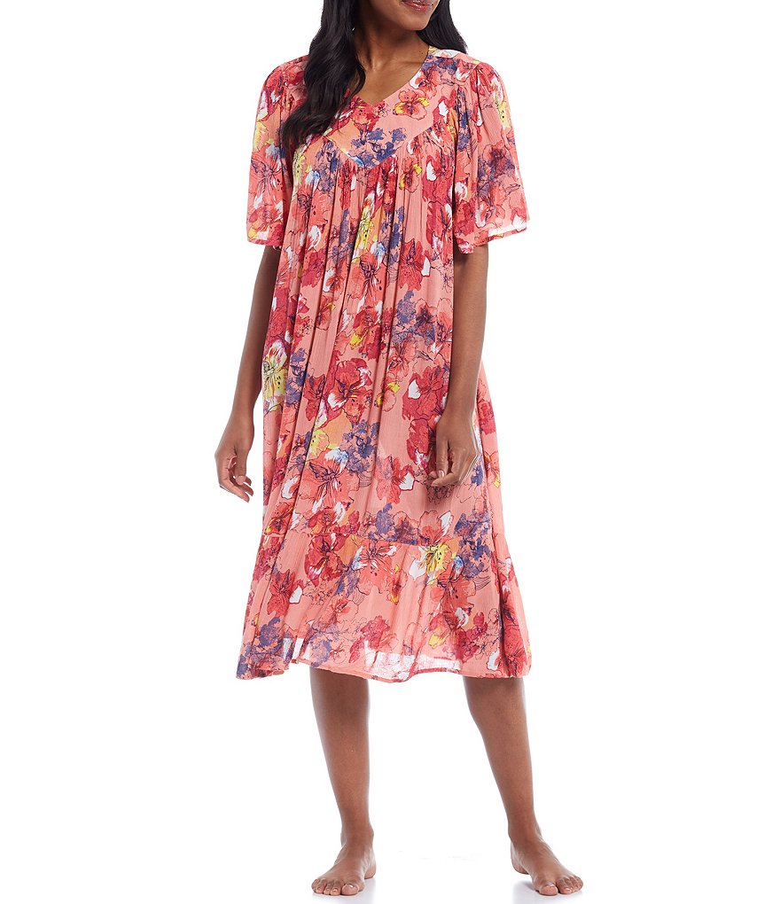 Go Softly Floral Bouquet Print Crinkled Woven Patio Dress