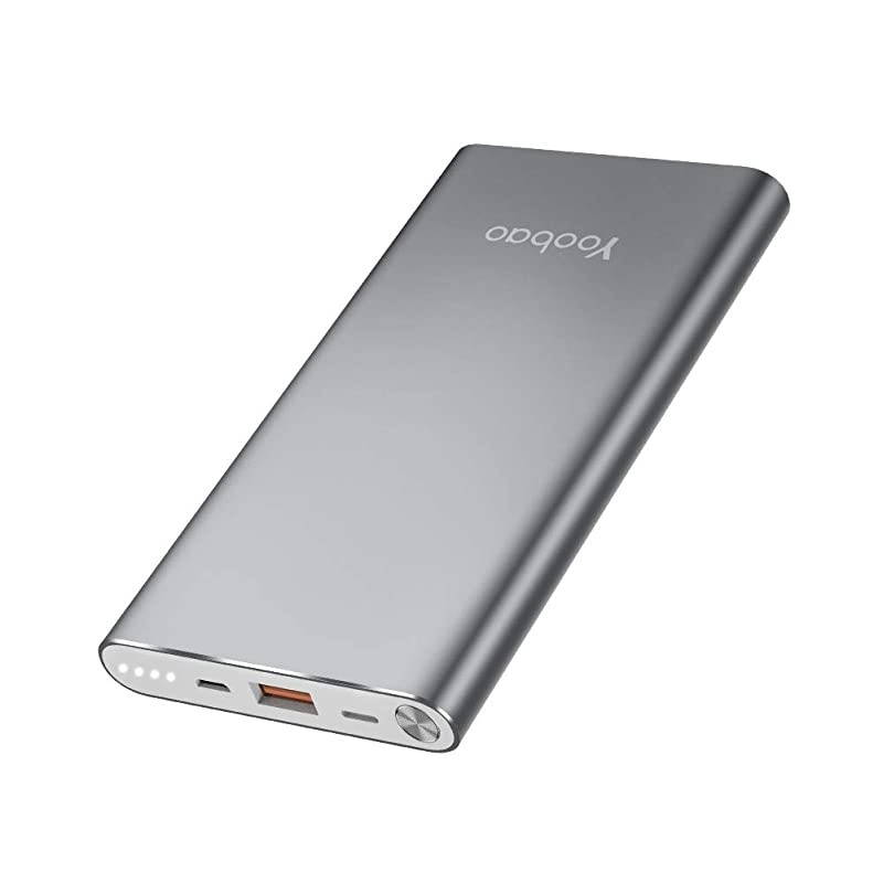Portable Charger 10000mAh Slim Power Bank Powerbank External Cell Phone Battery Backup Charger Battery Pack Dual Input Compatible iPhone 11 X XR Xs Max 8 7 Plus Android Samsung - Gray