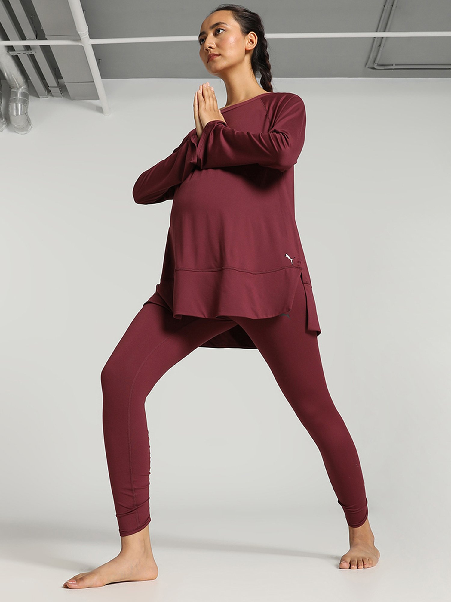 Puma Red Mid Rise Maternity Yoga Tights