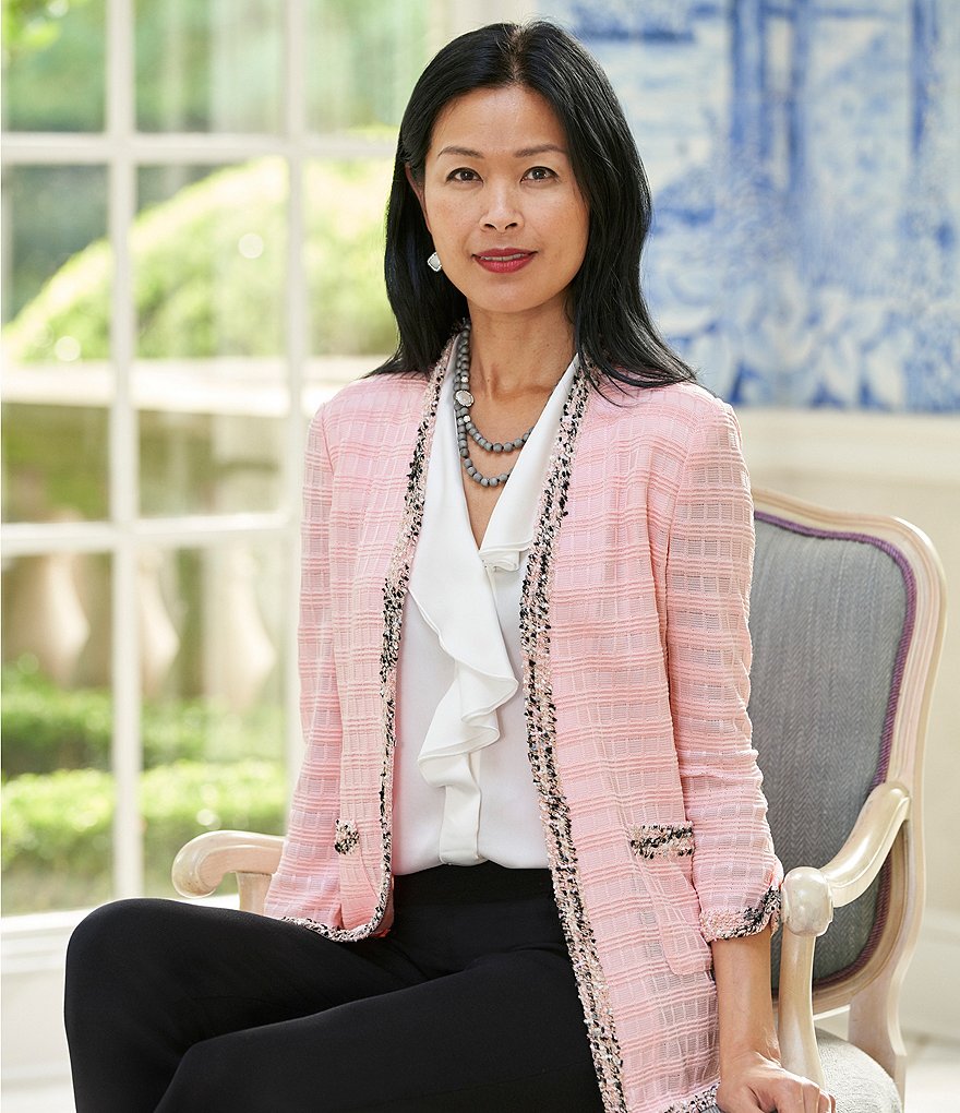 Misook Ruffle Trim V-Neck Washable Sleeveless Blouse