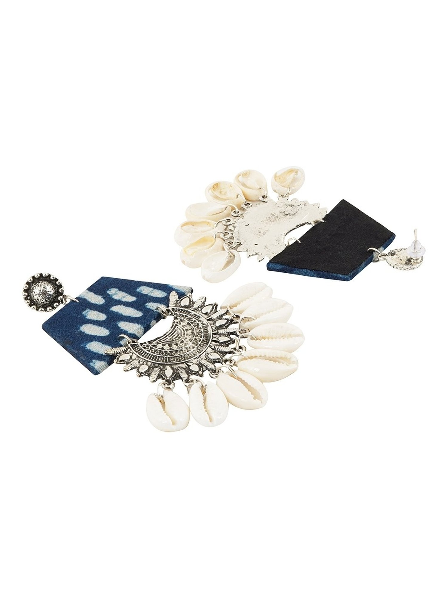 Teejh Ethnic Zarina Indigo Blue Fabric Dangler Earring