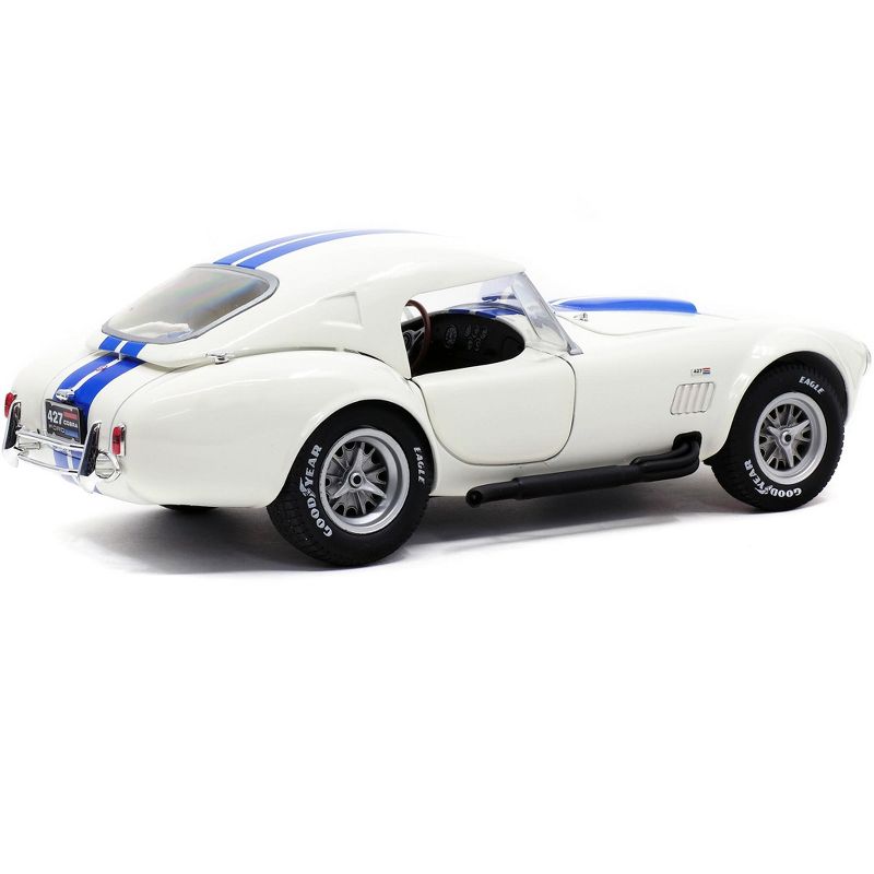 Shelby Cobra 427 S/C Convertible Wimbledon White with Blue Stripes 1/18 Diecast Model Car by Solido