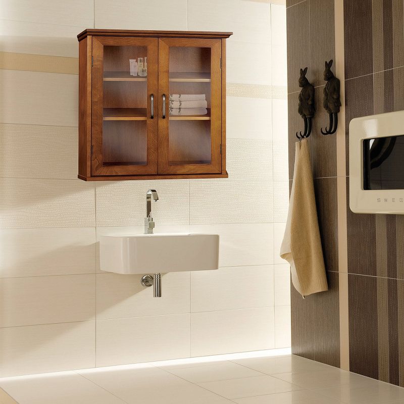 Avery Wall Cabinet Oil Oak Brown - Elegant Home Fashions