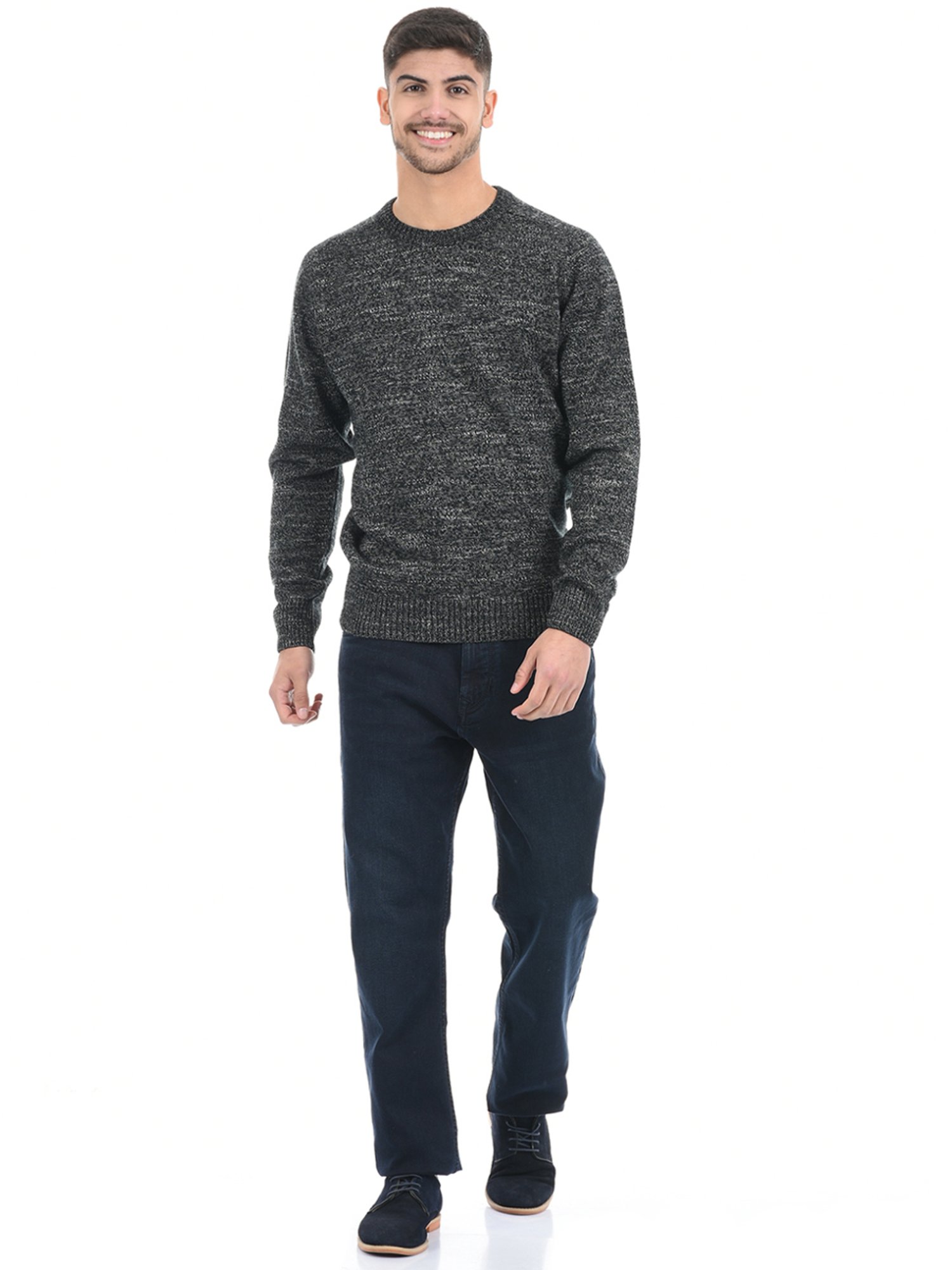 London Fog Grey Regular Fit Heathered Sweater