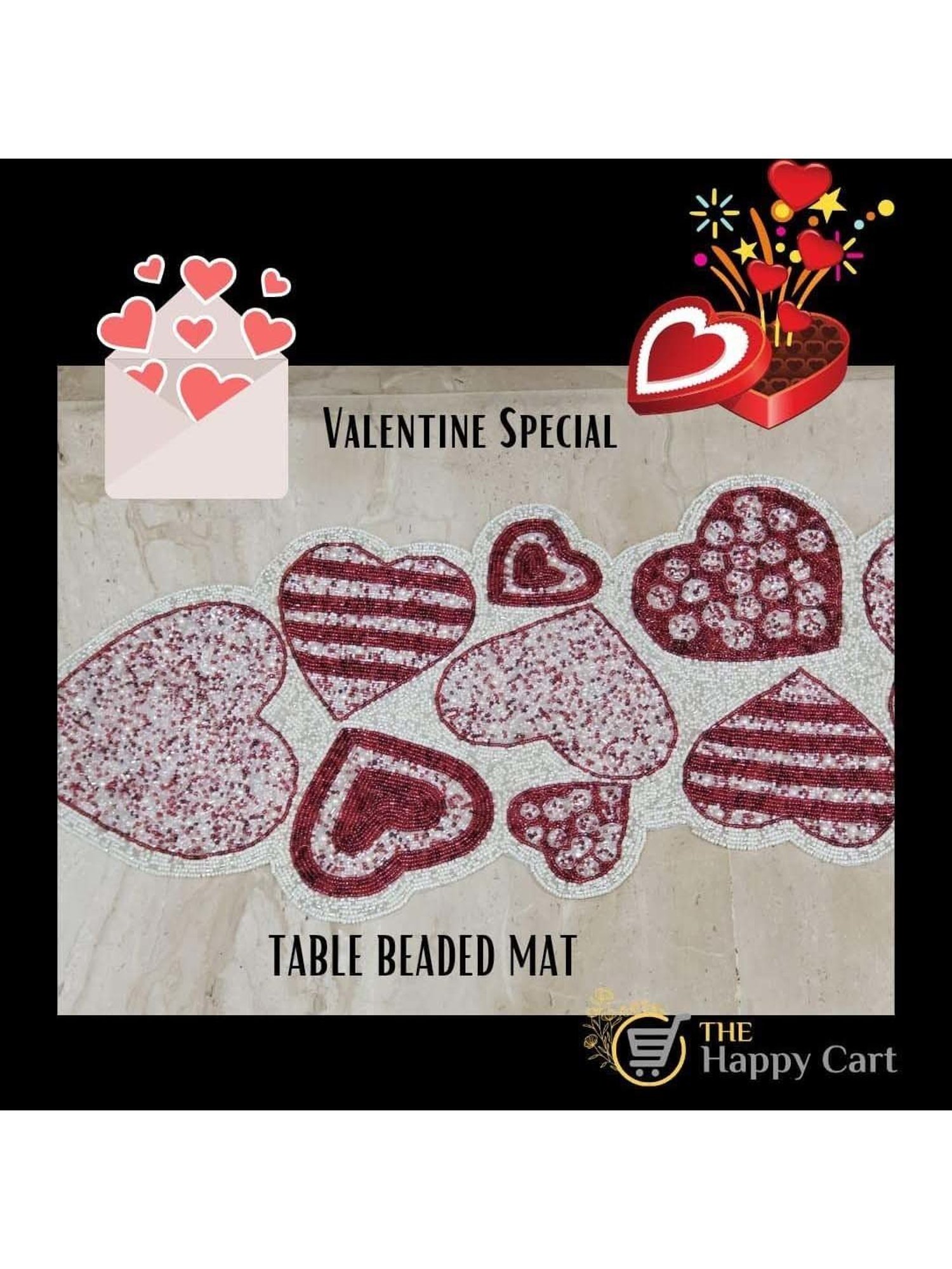 RISING STAR Red Beaded Table Runner