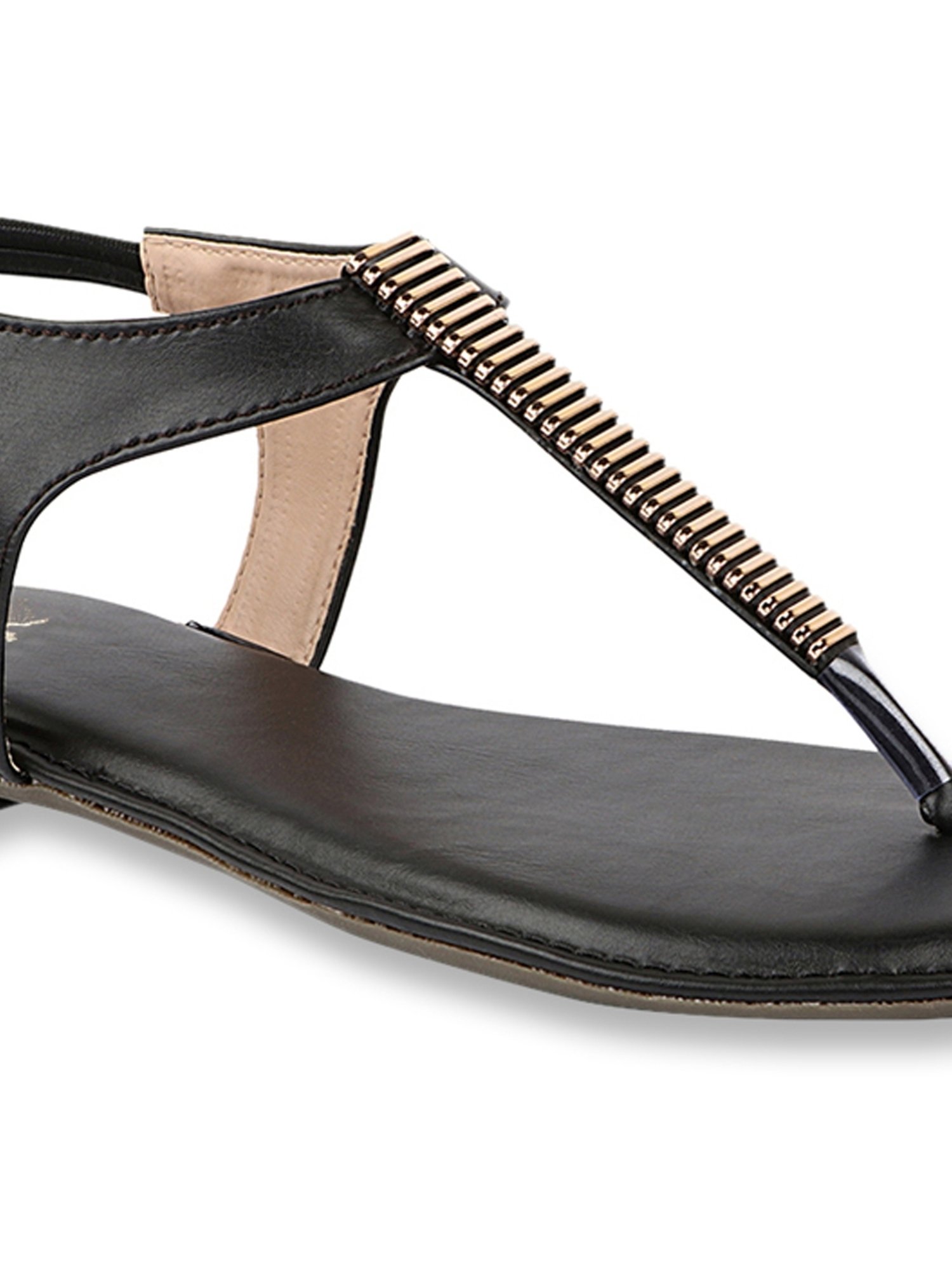 Shoetopia Women's Black T-Strap Sandals