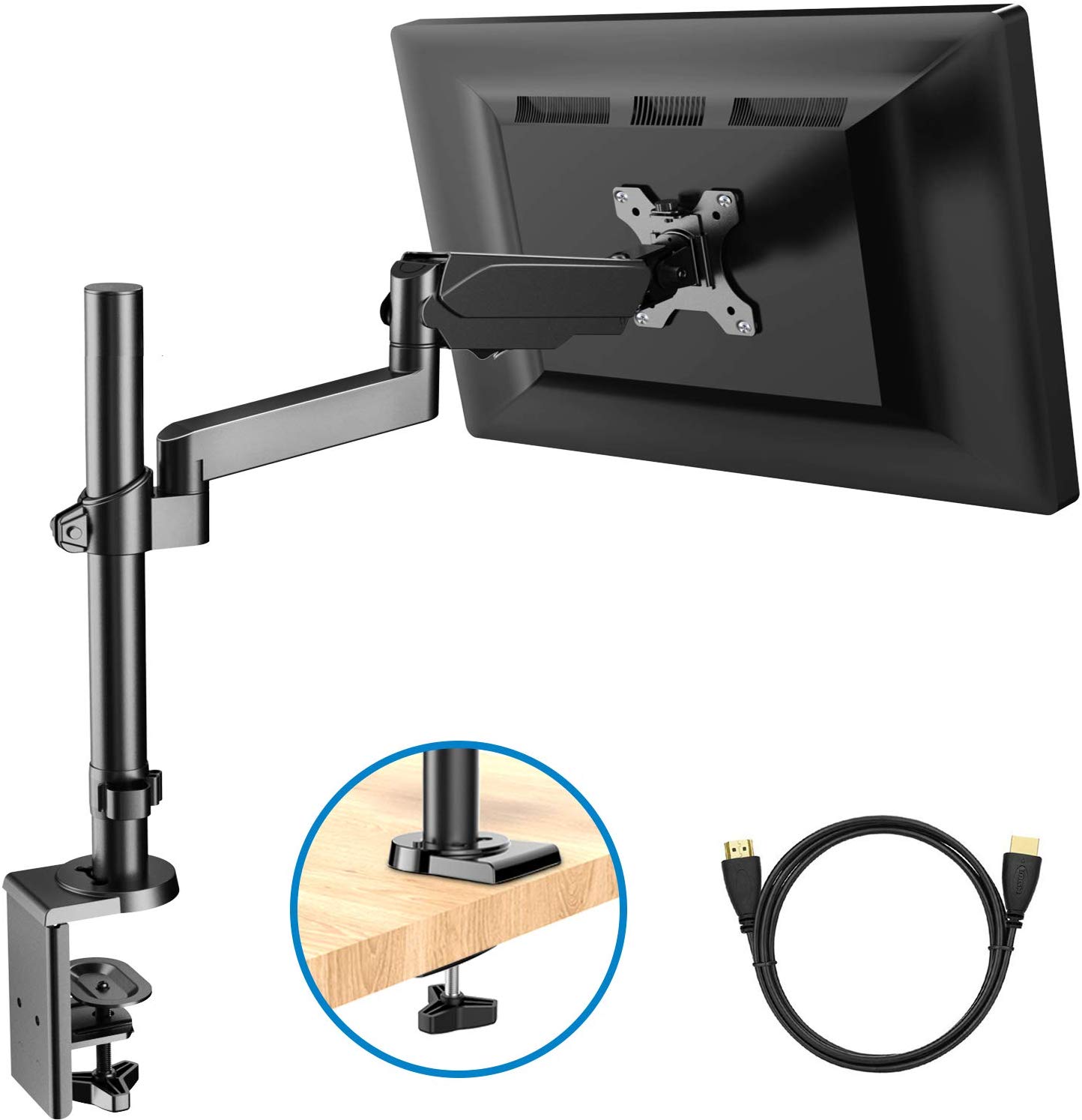 HUANUO Single Monitor Wall Mount-black with VESA Extension Kit for 17 to 32 Inch LCD Computer Screens