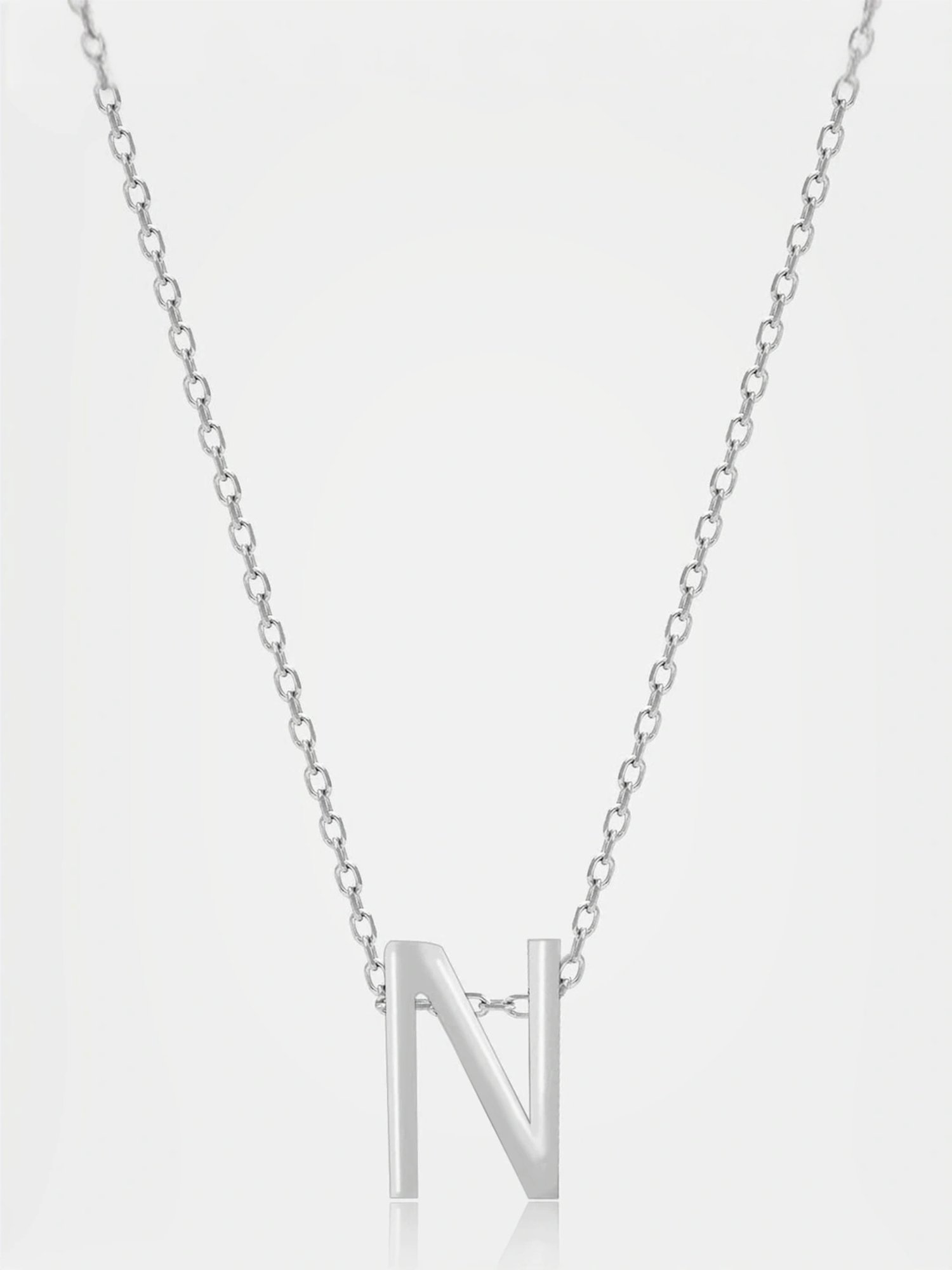 Touch925 Sterling Silver Noble N Initial Chain Pendant