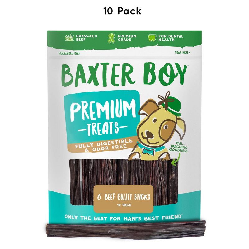 Baxter Boy 6" Beef Gullet Sticks Jerky Dog Treats - 10pk
