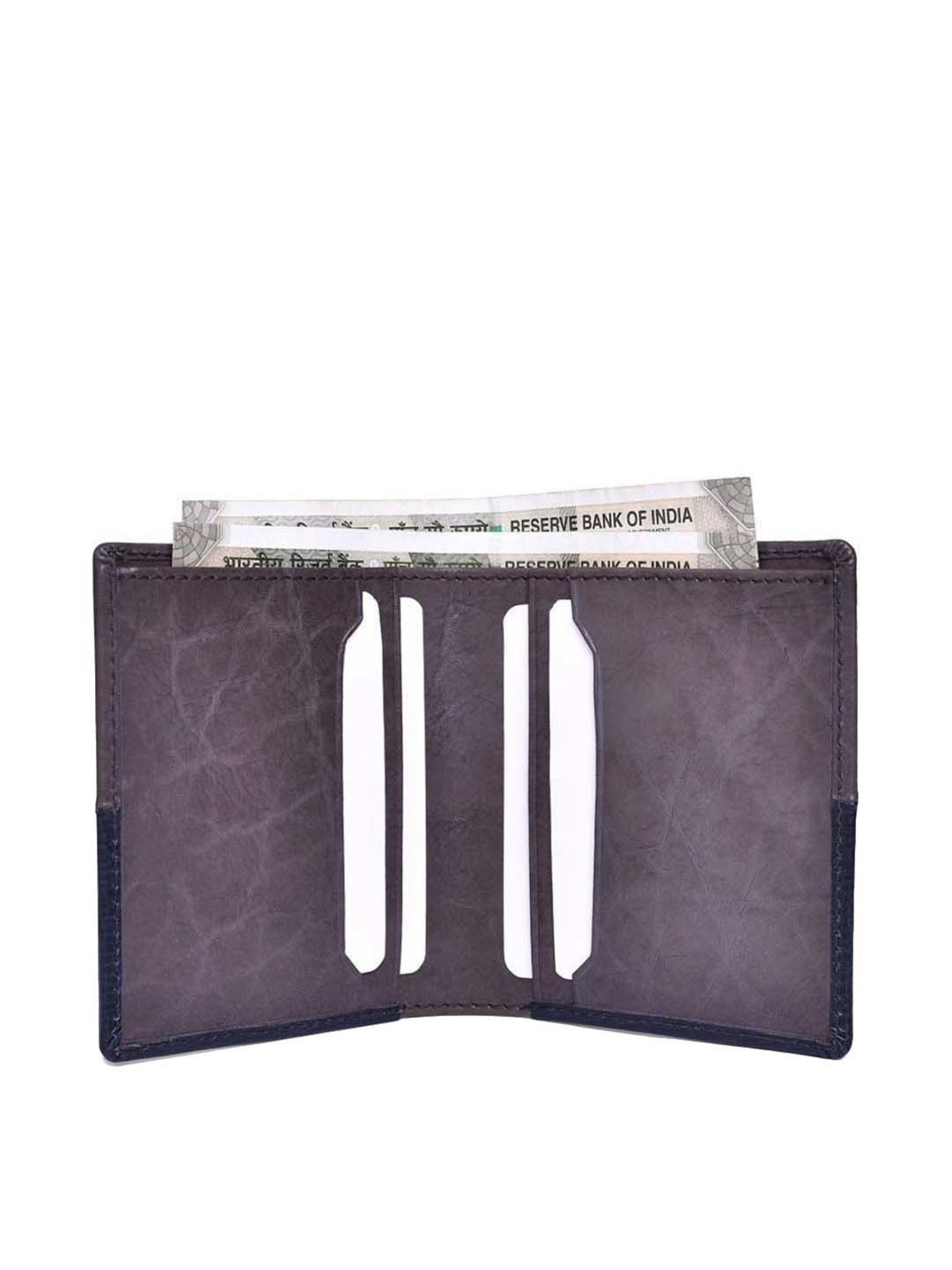BELWABA Navy Casual Leather Bi-Fold Wallet for Men