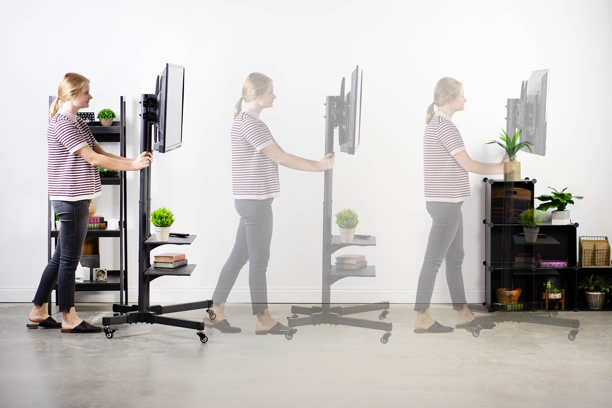 VIVO Mobile TV Cart for 37" to 70" LCD LED Plasma Flat Panel Screens | Rolling TV Stand with Wheels (STAND-TV01B)