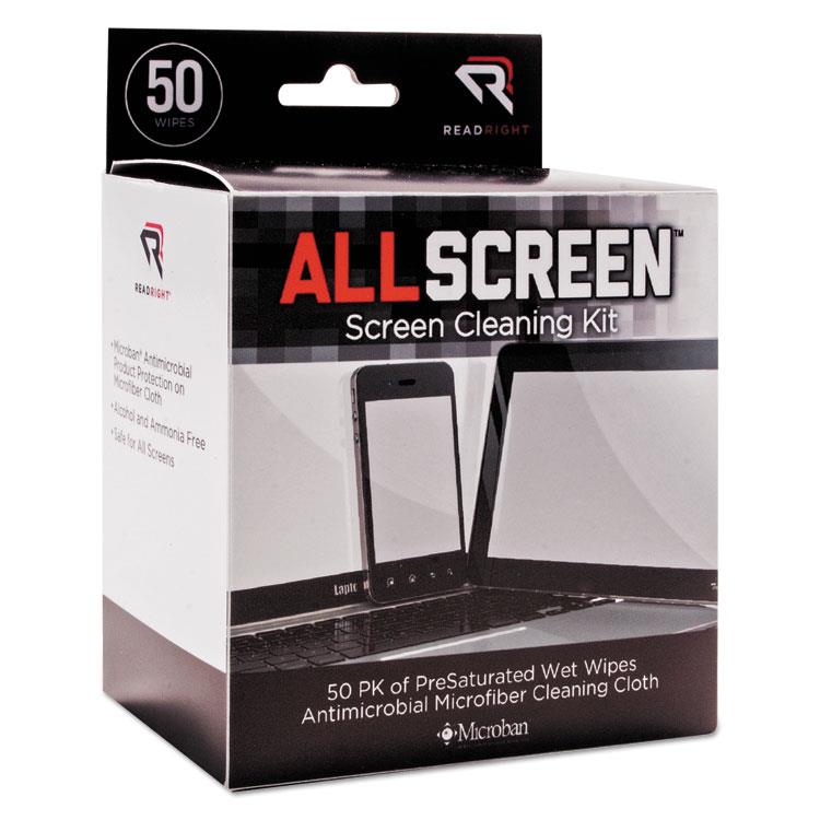 AllScreen Screen Cleaning Kit, 50 Wipes, 1 Microfiber Cloth RR15039