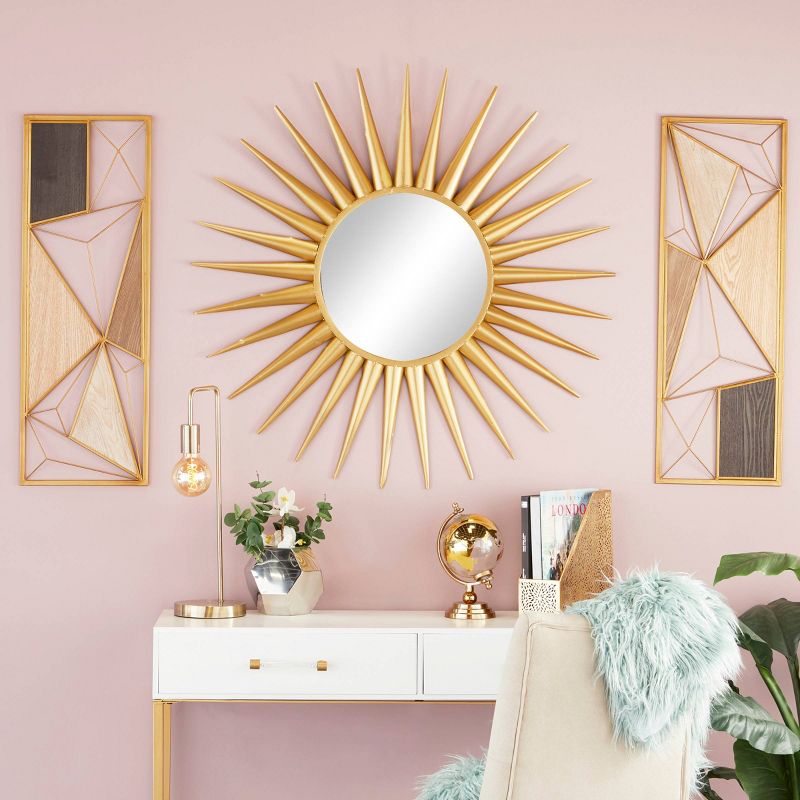 (Set of 2) 12" x 35" Metal and Wood Large Rectangular Modern Style Wall Plaques - CosmoLiving by Cosmopolitan