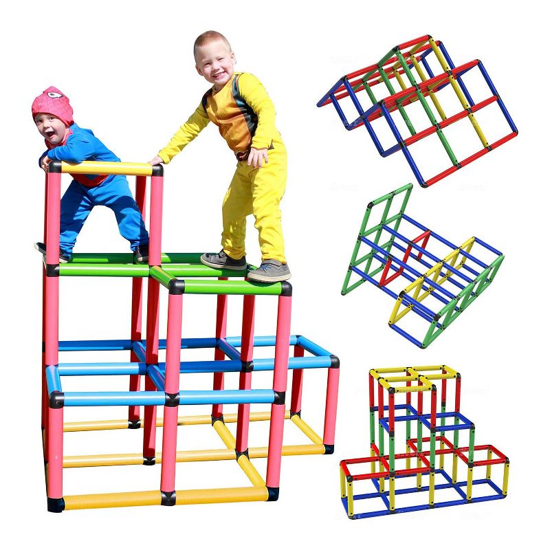 Funphix Climbing Gym Jungle Construction Buildable Indoor Outdoor Kids STEM Learning Toy Set Play Structure for Ages 2 through 12 Years, Multicolor