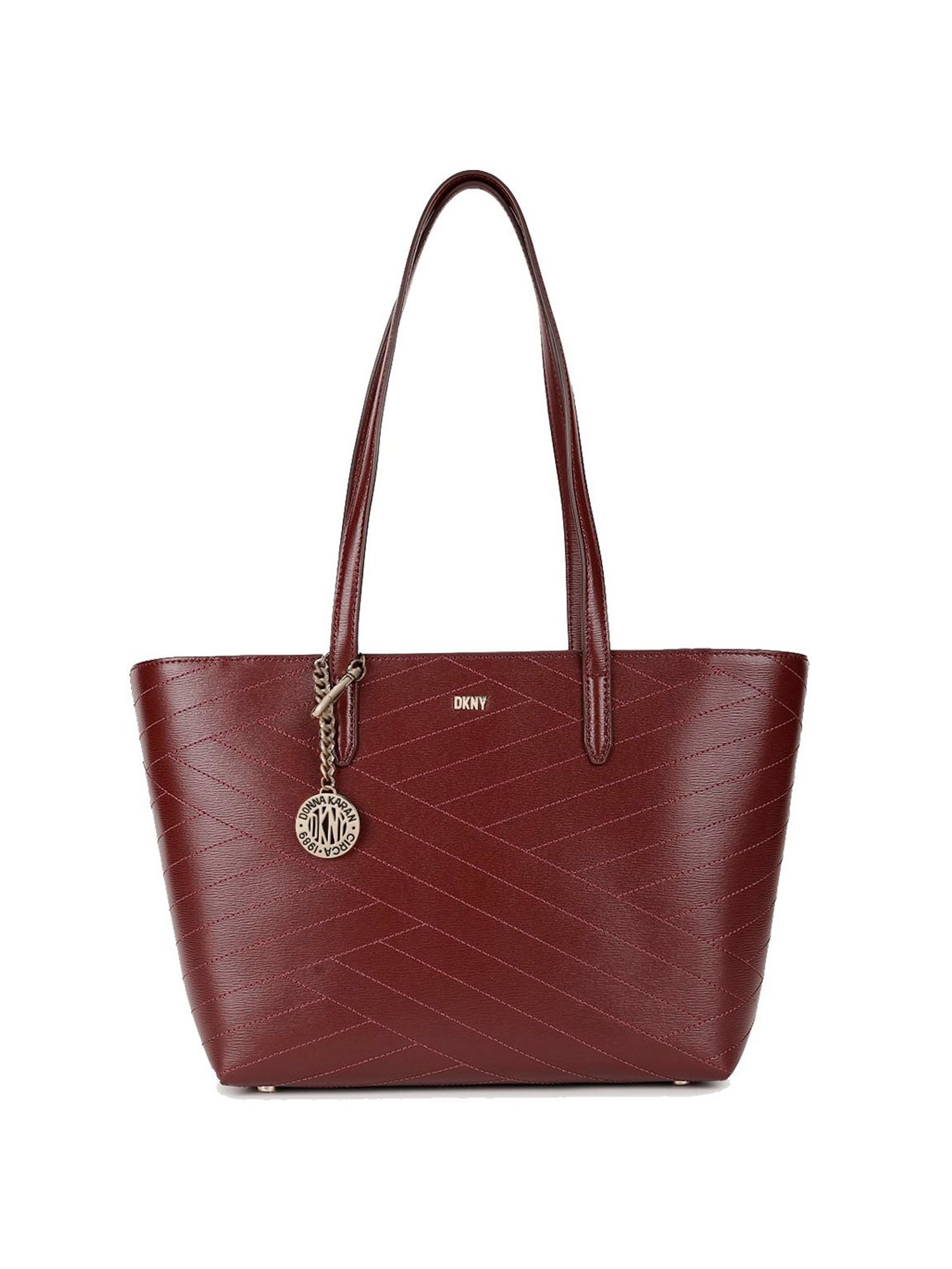 Dkny Red Leather Textured Tote Handbag