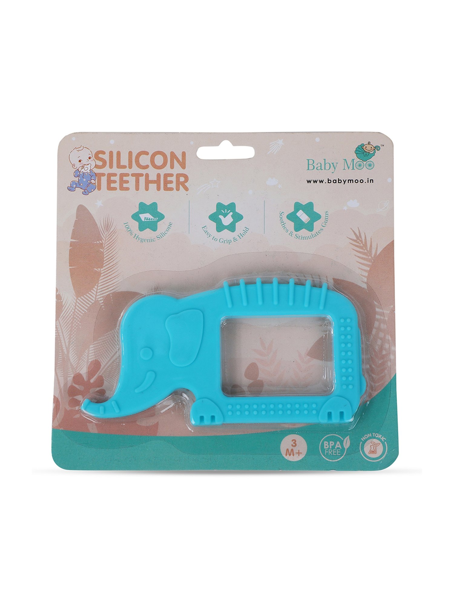 Baby Moo Kids Blue Elephant Soothing Silicon Teether (BPA & Toxin Free)