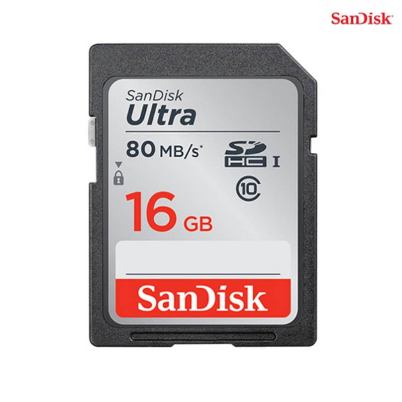 SanDisk 16GB Ultra SDHC UHS-I Memory Card - 80MB/s, C10, U1, Full HD, SD Card - SDSDUNR-016G-GN6IN