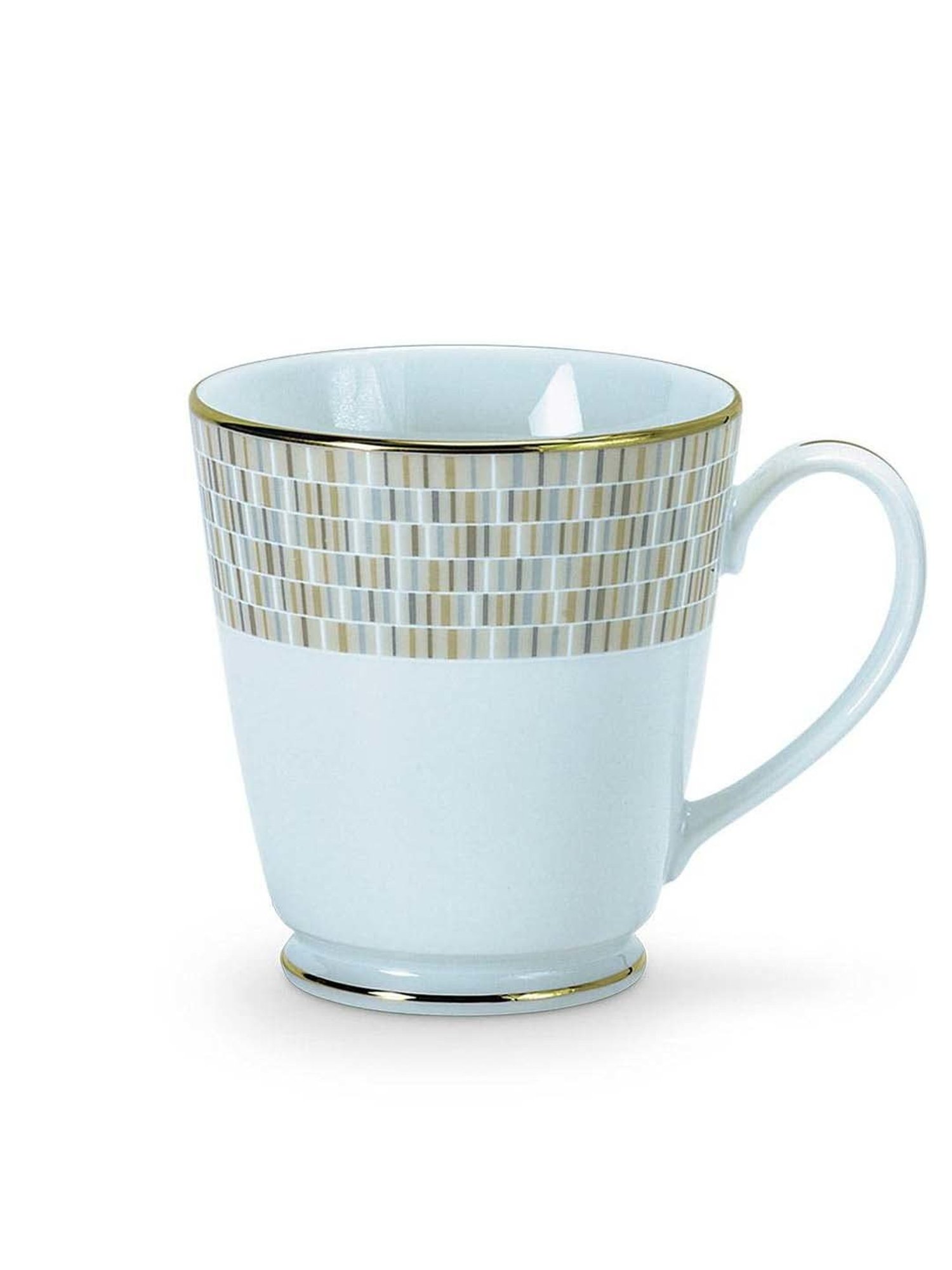 Noritake Ville De Lumiere White & Beige Poreclain Milk Mug (0.37 L) - Set of 1