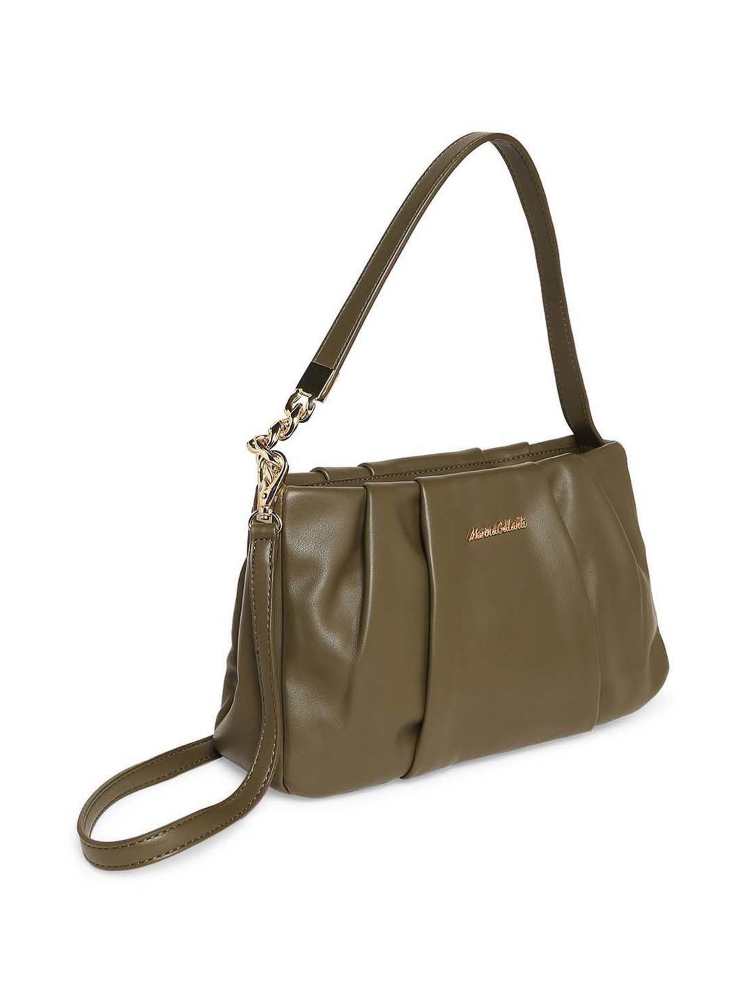 Marina Galanti Olive Textured Medium Baguette Bag