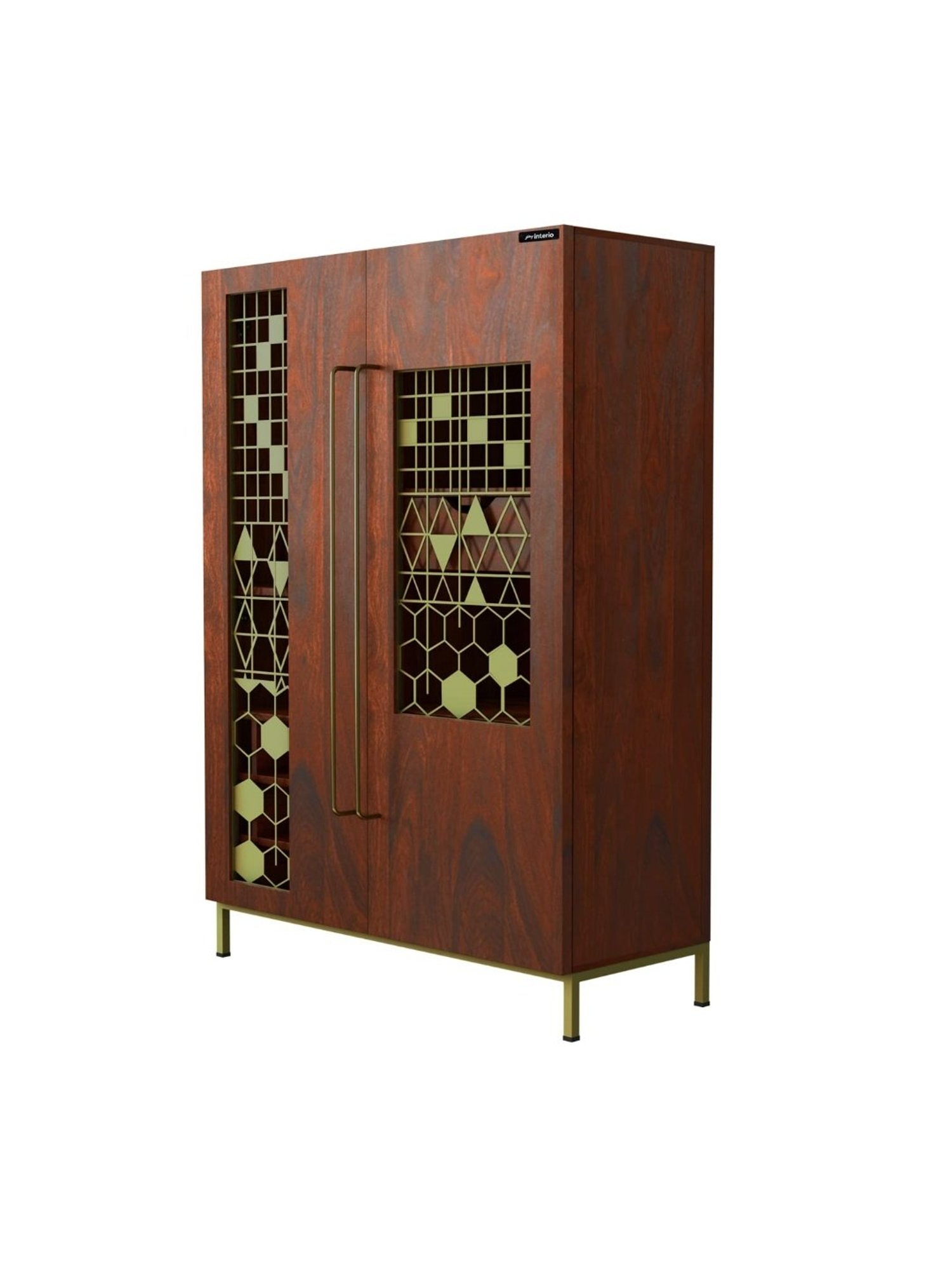 Ikiriya Kassel Solid Brown Wood Wine Rack Teak Finish