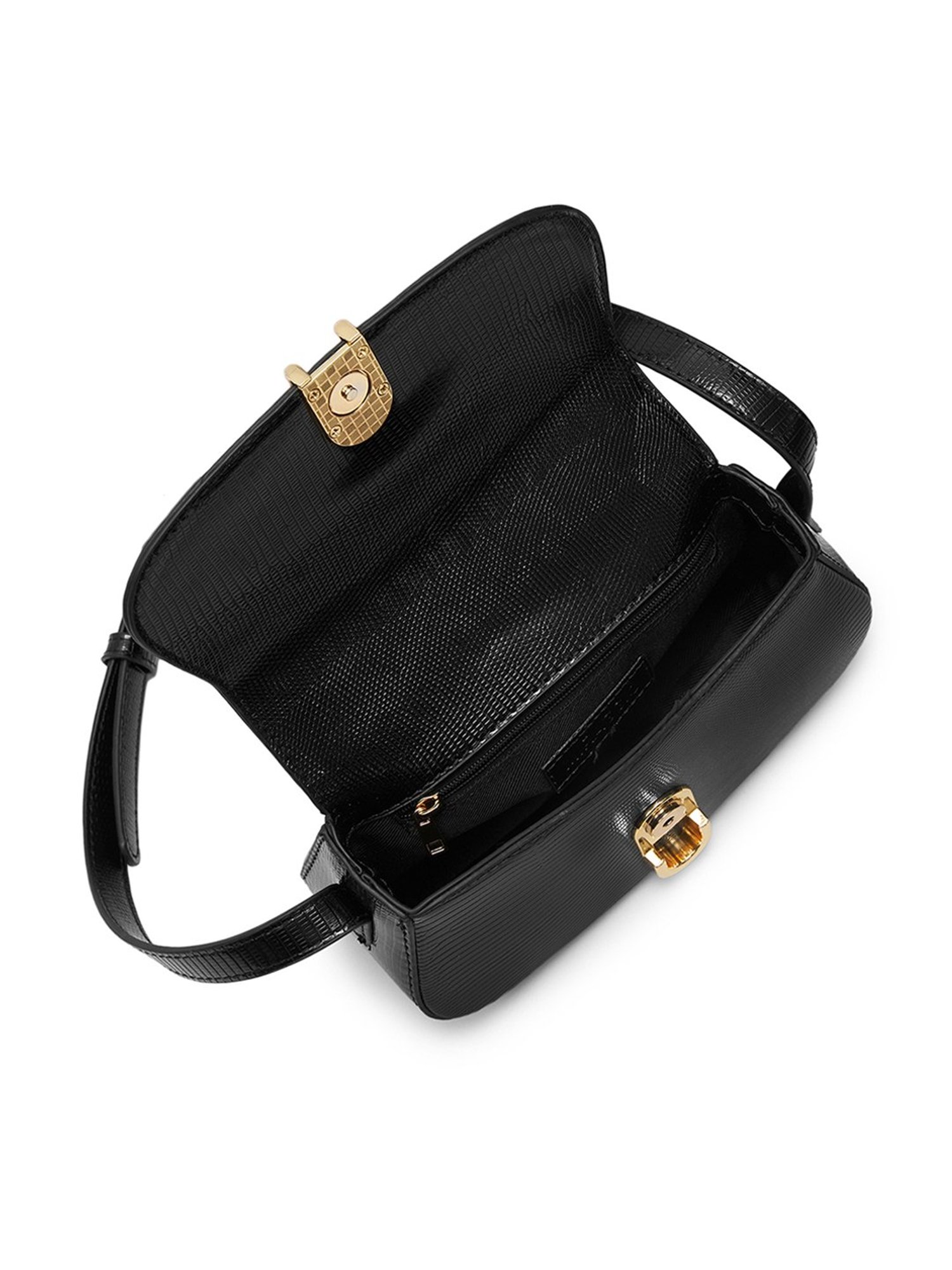 Miraggio Caroline Black Textured Small Cross Body Bag