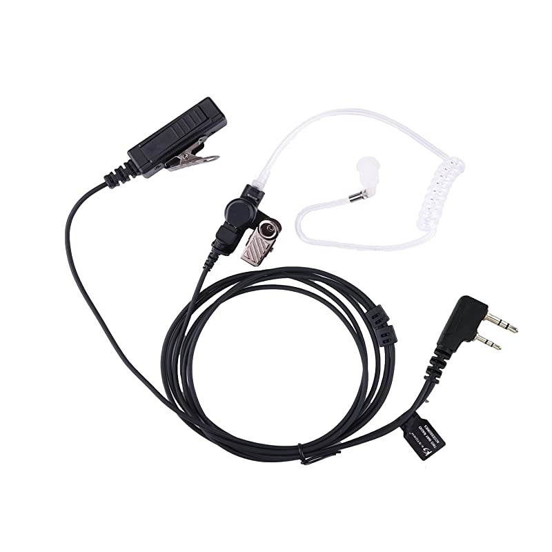 Covert Acoustic Tube Walkie Talkie Earpiece Headset with Mic Compatible with 2 Pin Kenwood Two Way Radio PU Material Black Kenwood