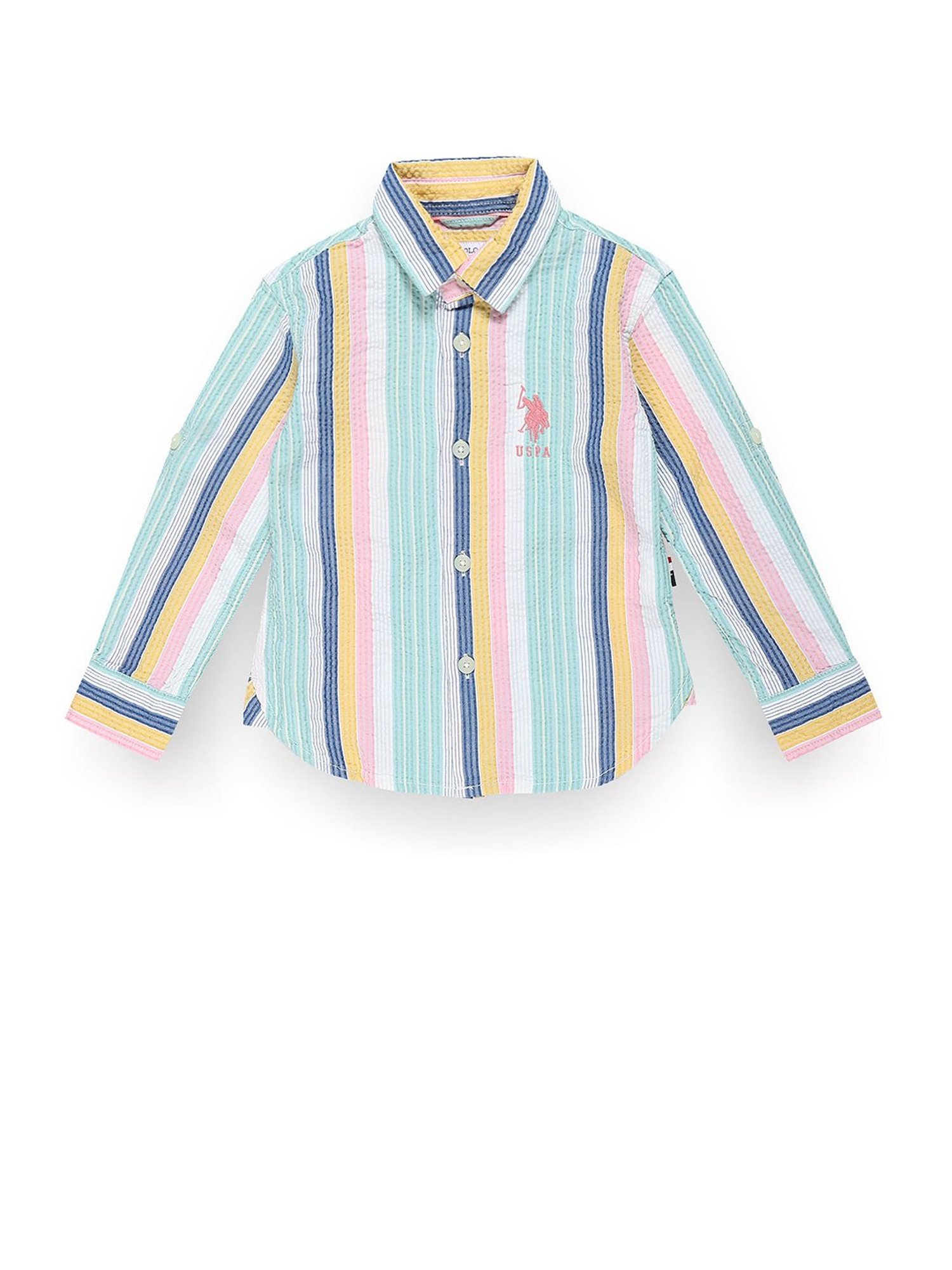 Mothercare Kids Blue Cotton Self Pattern Full Sleeves Shirt