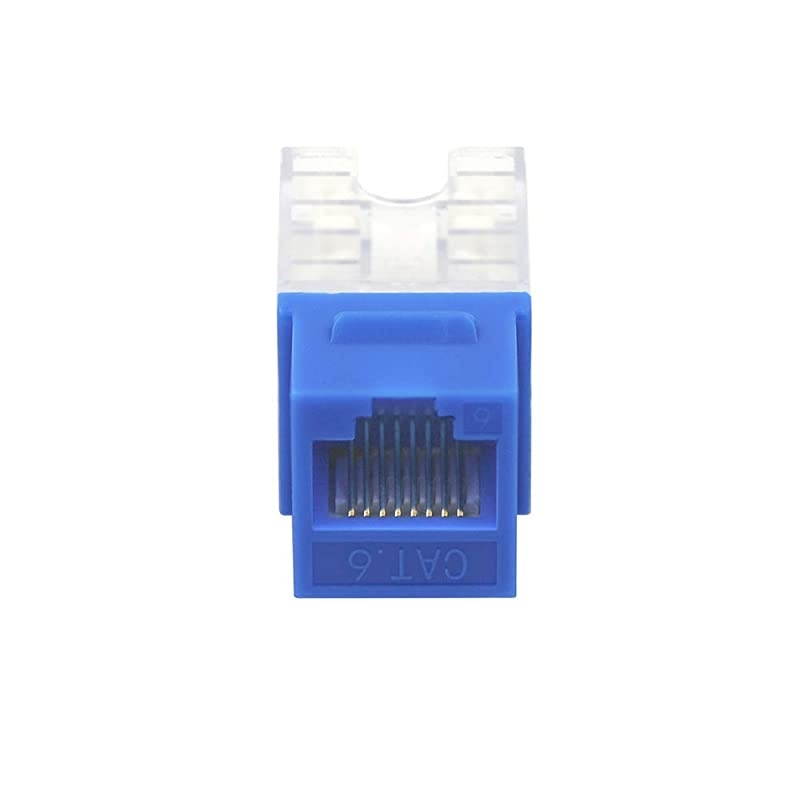 25-Pack RJ45 Cat6 Keystone Jack 90 Degree Insert, Punch Down Keystone Jack Adapter-Blue UL Listed