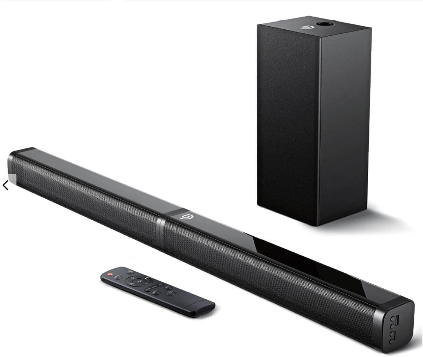 Sound Bar with Subwoofer, Ultra-Slim 2.1 CH Sound Bars for TV, 100W/110dB, 5 EQ Modes, 31 Inch, Works with 4K & HD & Smart TV, LED Display, Outdoor Surround Sound, Optical/Aux/USB