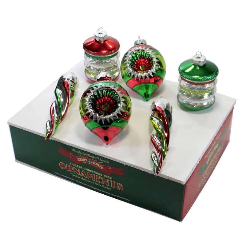 Shiny Brite 6.0" Holiday Splendor Mixed Shapes . Ornament Twist Spool Reflector  -  Ornament Sets