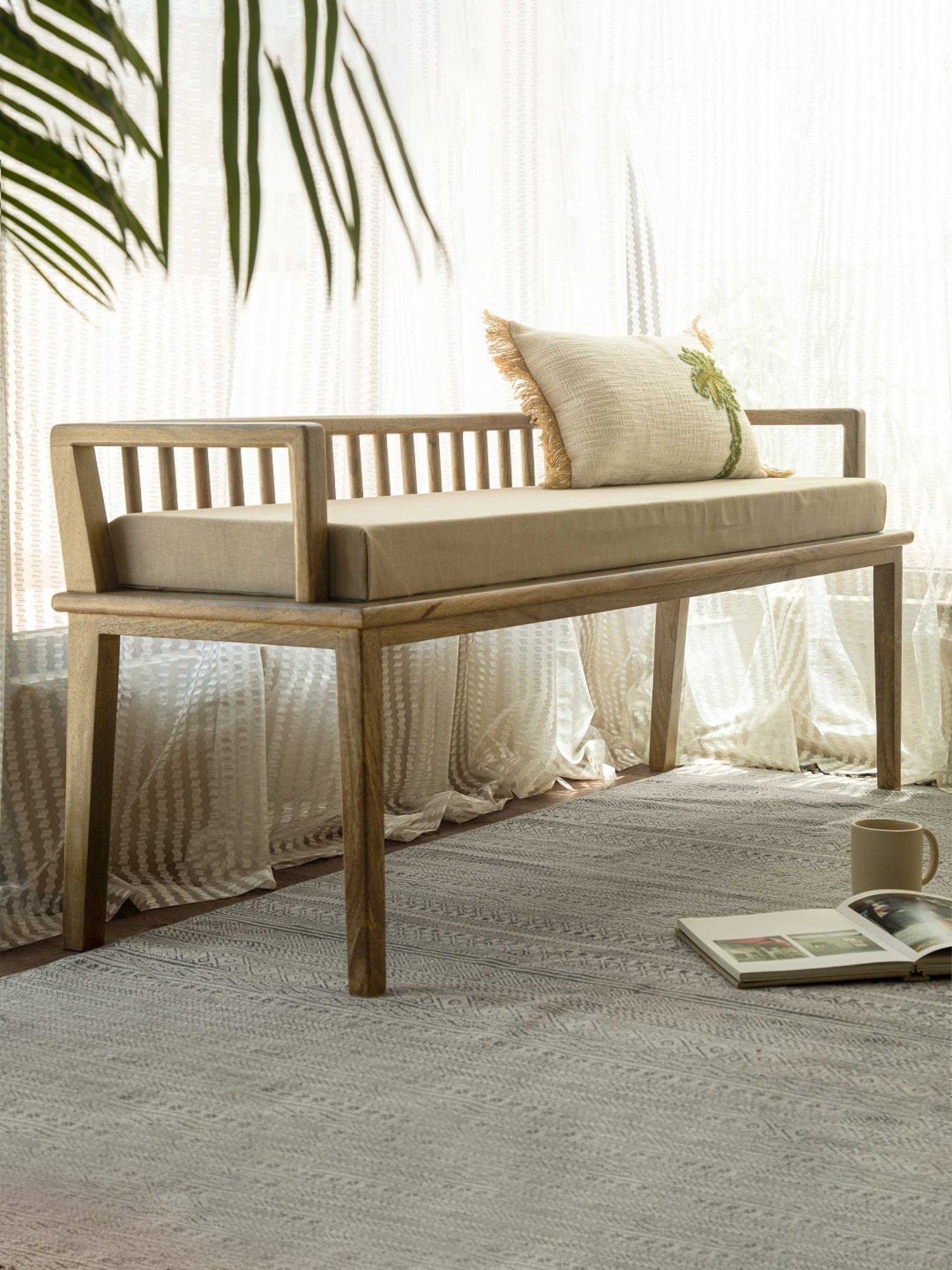 Chumbak Jodhpur Sailor Solid Blue Sheesham Wood Bench