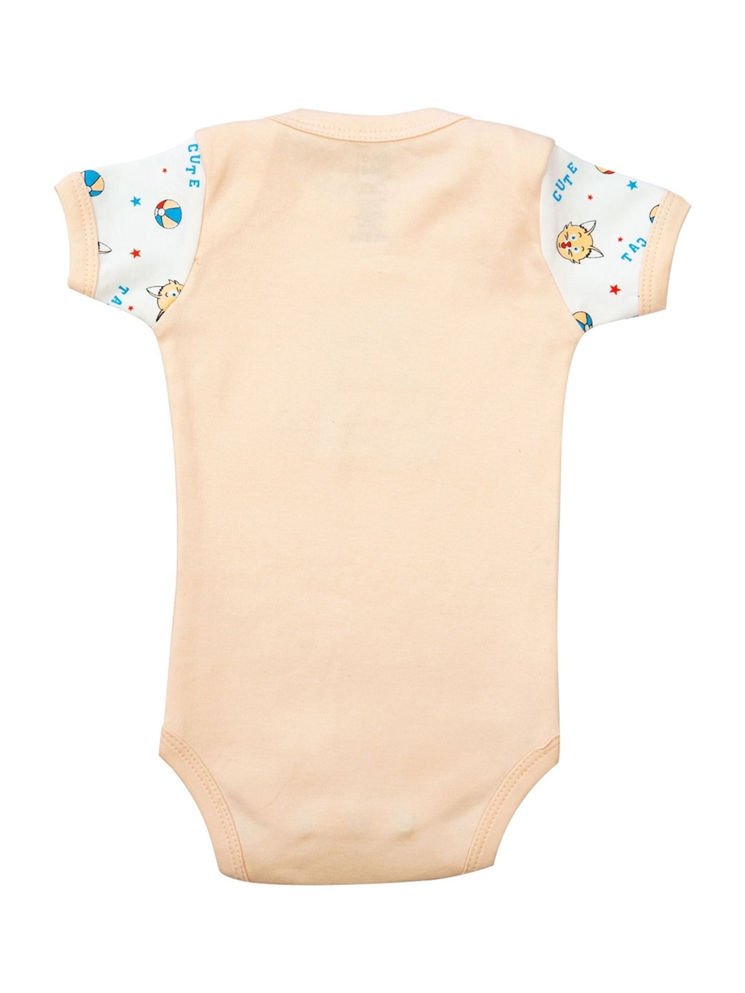Mee Mee Kids Peach & White Cotton Printed Full Sleeves Bodysuit Set