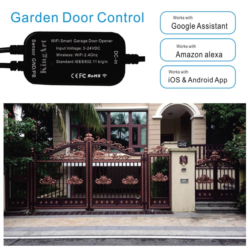 Smart Wi-Fi Garage Door Controller/Opener Remote Control Voice Control for Electric Garden Warehouse Door Mall Roller Shutter