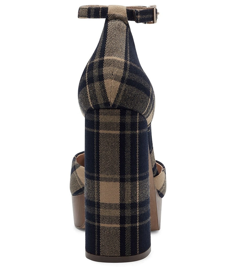 Jessica Simpson Kymmie Plaid Print Ankle Strap Platform Pumps