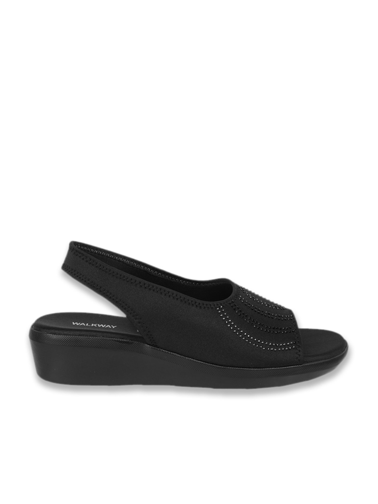 Walkway Women's Black Sling Back Wedges